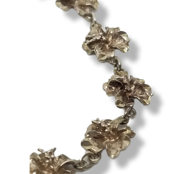 VINTAGE STERLING SILVER  P&J SIGNED HIBISCUS FLOWER TENNIS BRACELET - Picture 6 of 11